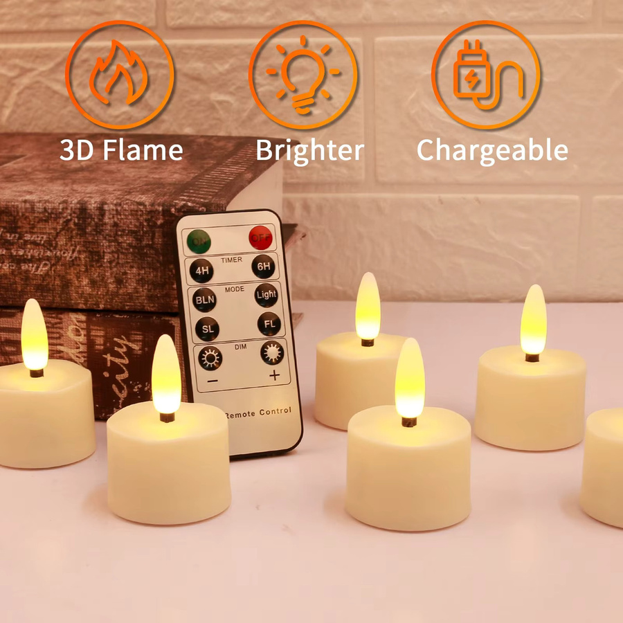 Wiederaufladbare LED-Teelichtkerzen von FREEPOWER in Weiß mit Flackereffekt für deine Heimdekoration - Bild 2