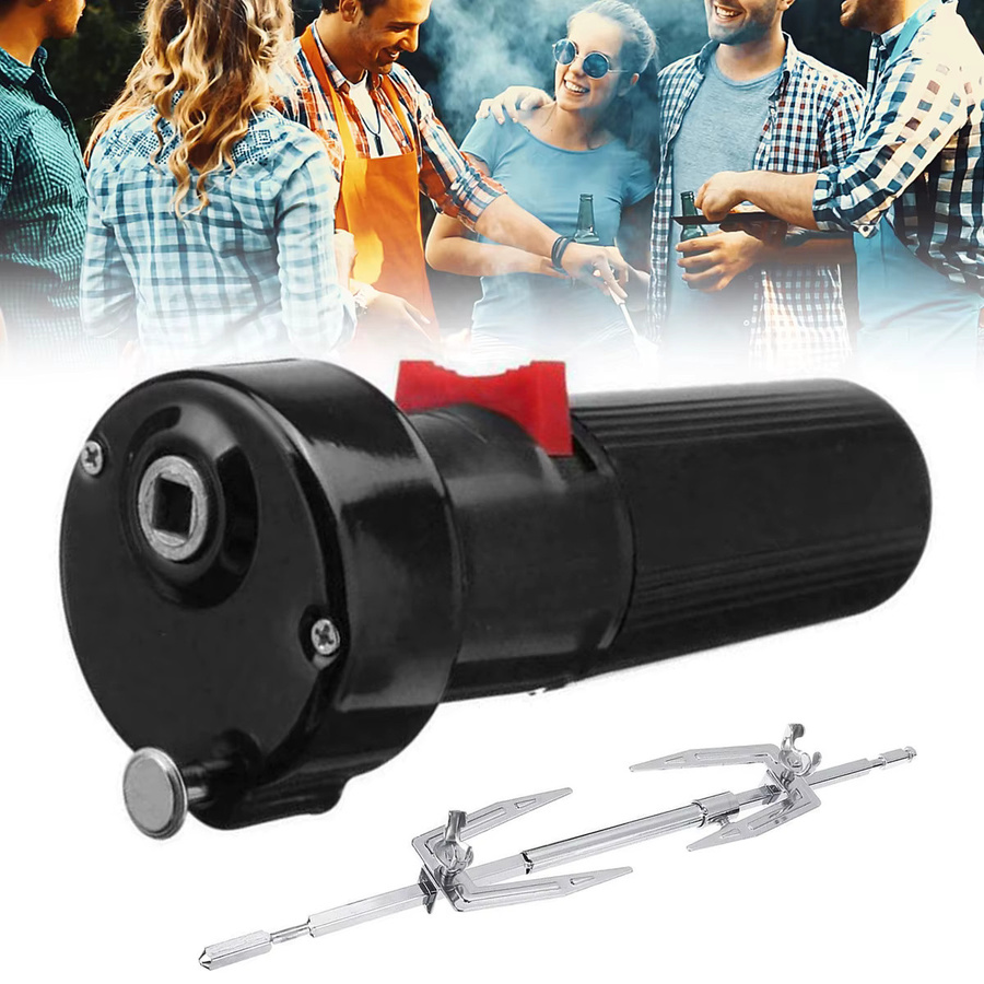 Elektrischer Grill Rotator Motor und Drehspieß Set in Schwarz - Bild 3