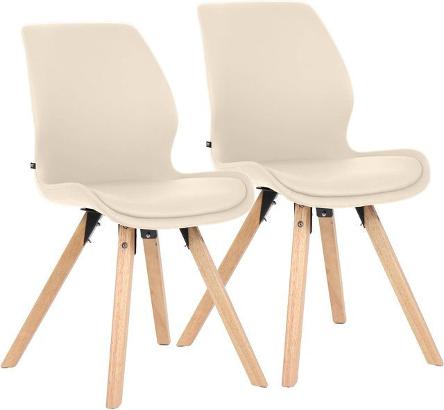 CLP Esszimmerstuhl 2er Set Luna gepolstert, moderner Polsterstuhl mit Rückenlehne in Beige - Bild 1