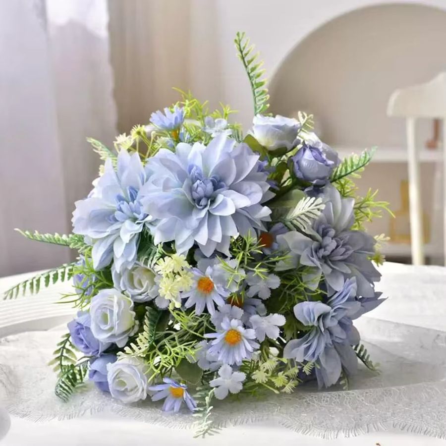 Künstliche Blumen Set von smr aus Seide in Multicolor für Hochzeit und Dekoration von Tisch, Garten oder Schlafzimmer mit Rosen, Dahlien und Hortensien - Bild 2