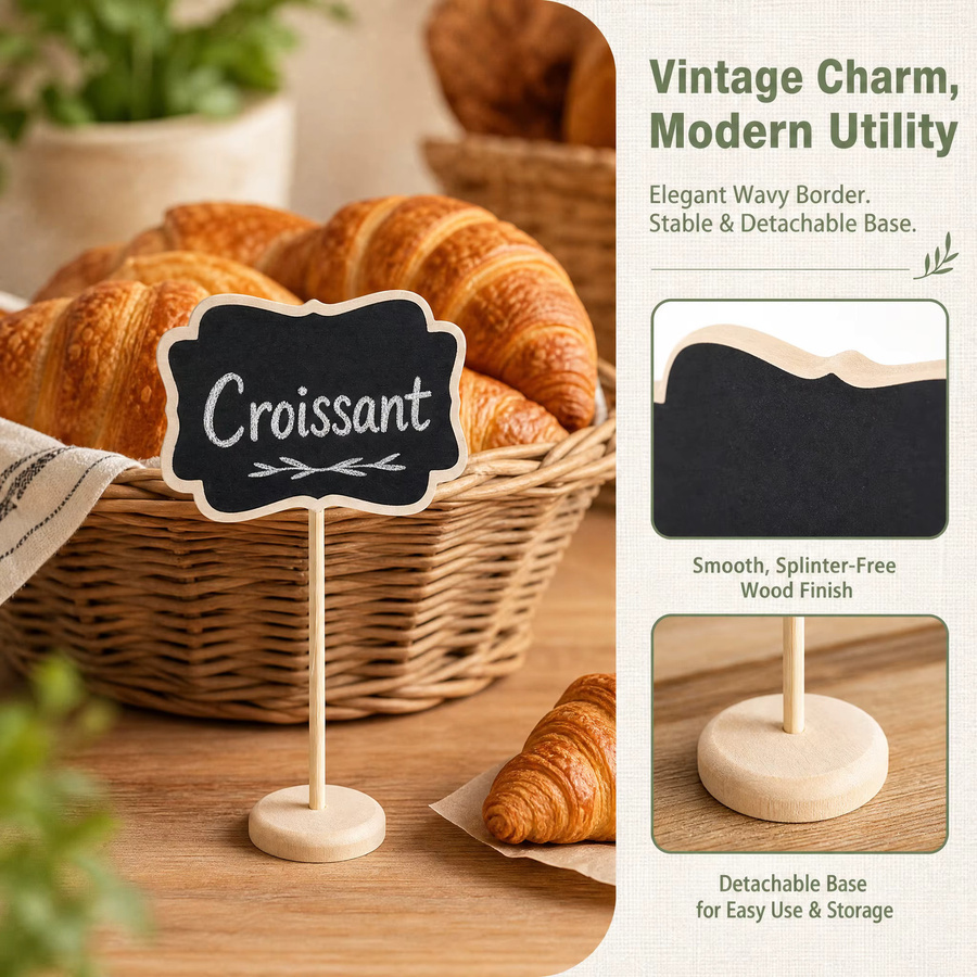 ZQCXLD Mini Holztafel als Kreidetafel für Hochzeit und Party, Schwarz, Rechteckig - Bild 5