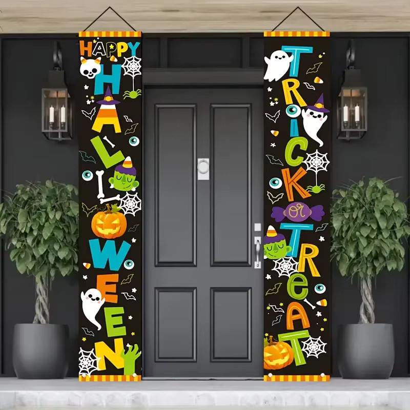 VIKAMA Halloween Clown Banner als Horror Killer Türdekoration und Party Kulisse, Mehrfarbig, B/H: 180 x 30 cm - Bild 4