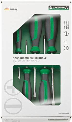 Stahlwille Schraubendreher-Set DRALL+ Nr. 4687, 5-teilig, Kreuzschlitz Phillips und Schlitz, Schwarz-Silber - Bild 1