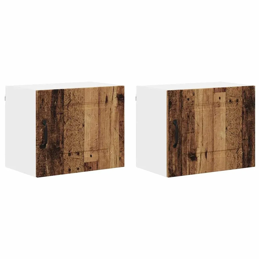 vidaXL Küchenwandschrank 2er Set in Altholz-Optik, Weiß und Braun, B/T/H: 50 x 31 x 40 cm - Bild 2