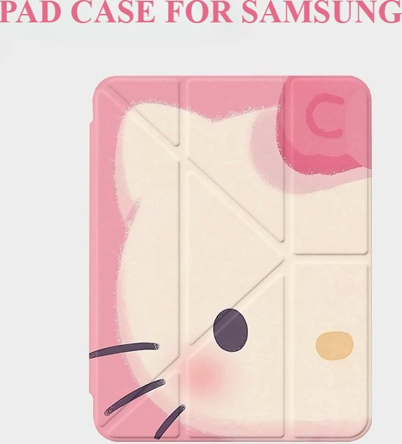 Samsung Galaxy Tab Schutzhülle Multicolored Cat Polaroids Faltbar für Galaxy Tab A8 A9 A11 FE S6 Lite S7 S8 S9 S10 FE in Pink und Mehrfarbig - Bild 1