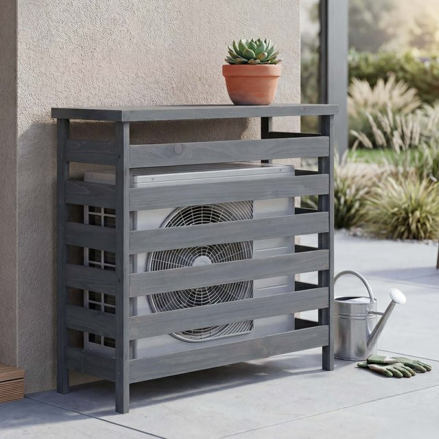 MCW Verkleidung für Klimaanlage und Wärmetauscher Q15 aus Holz in Anthrazit-Grau, B/T/H: 78 x 84 x 32 cm - Bild 1