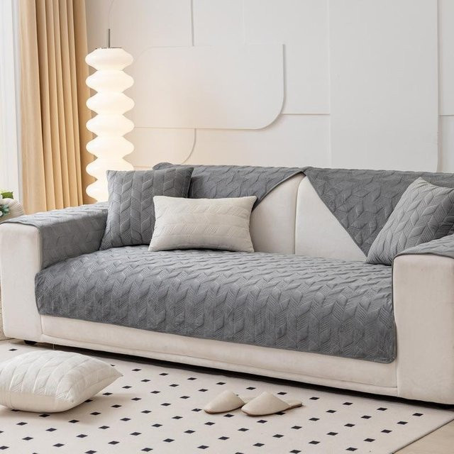 Super Six Sofakissenbezug aus dickem holländischem Samt in Grau, quadratischer Jacquard-Kissenbezug für das Wohnzimmer, B/B: 70 x 70 cm - Bild 1