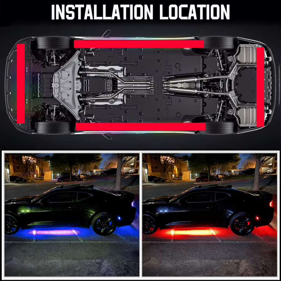 WUMFIRE Auto Underbody LED Neon Kit mit RGB Umgebungsbeleuchtung, App- und Fernbedienung-Steuerung, Multicolour Neon Flex Streifen - Bild 5