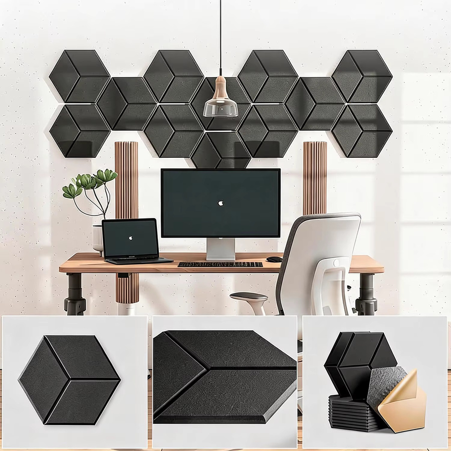 Y-Lined Schallabsorbierende Schaumstoffplatten, 12 Stück selbstklebende Akustikplatten aus Polystyrol zur Geräuschunterdrückung für dein Heimstudio und Büro - Bild 8