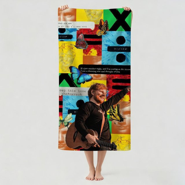 Wave Echo Mikrofaser Handtuch mit Ed Sheeran Motiv, schnelltrocknend, Multicolour, B: 160 cm, H: 80 cm - Bild 1