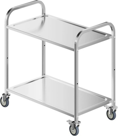 Wiltec Servierwagen aus Edelstahl in Silber mit 2 Etagen für die Küche