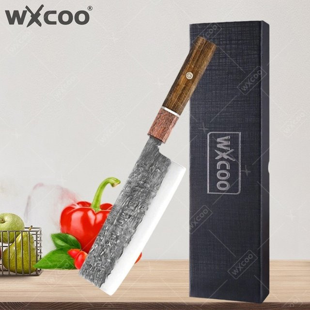 WXCOO Santoku-Kochmesser aus handgeschmiedetem japanischem Stahl mit Holzgriff für Gemüse, Fleisch und Obst - Bild 1
