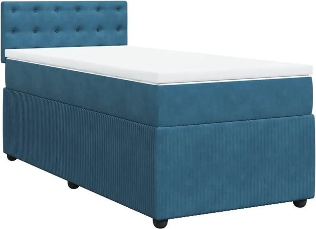 vidaXL Boxspringbett mit Matratze Blau Samt B/T/H: 80 x 200 x 100,5 cm - Bild 1