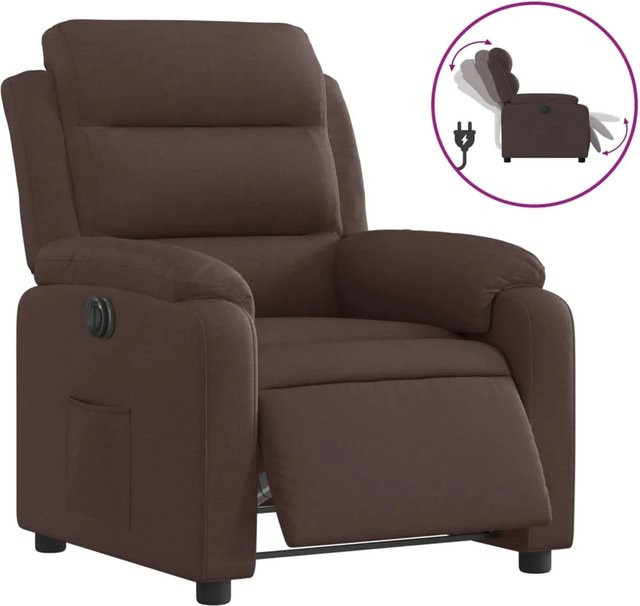 vidaXL Elektrischer Relaxsessel in Dunkelbraun mit Stoffbezug und Armlehnen - Bild 1