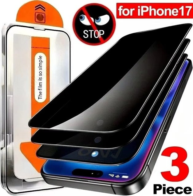 3er-Pack Anti-Spy Displayschutz aus gehärtetem Glas für iPhone 17, 16, 15, 14, 13 Mini, 12 Mini, X und XR in Transparent - Bild 1