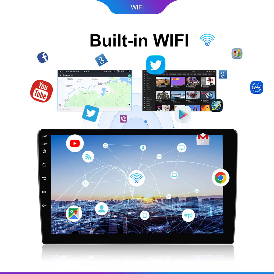 Camecho Android Auto Autoradio mit 64GB Speicher, Drahtloses CarPlay, GPS und Wifi, 9 Zoll, Schwarz - Bild 3