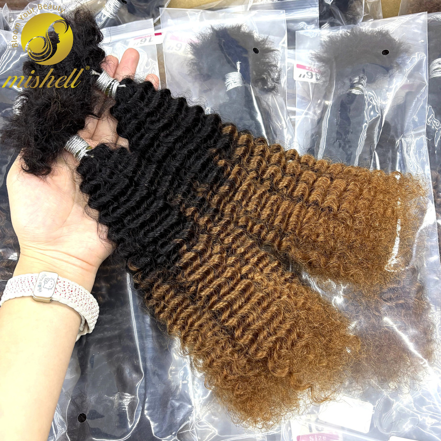 MISHELL Ombre Afro Kinky Curly Echthaar-Extensions, 16 Zoll, 30g - Bild 2