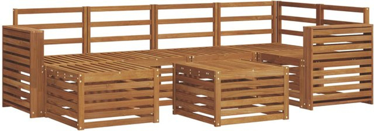 Modernes Ecksofa Set 7-teilig aus Massivholz Akazie in Natur Braun von vidaXL, wendbar - Bild 1