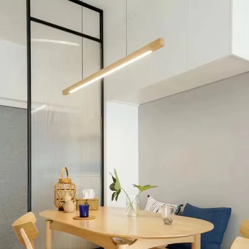 HomeLover Vintage Nordic Long Linear Pendelleuchte aus Holz als höhenverstellbare Hängelampe für Bar und Büro - Bild 2