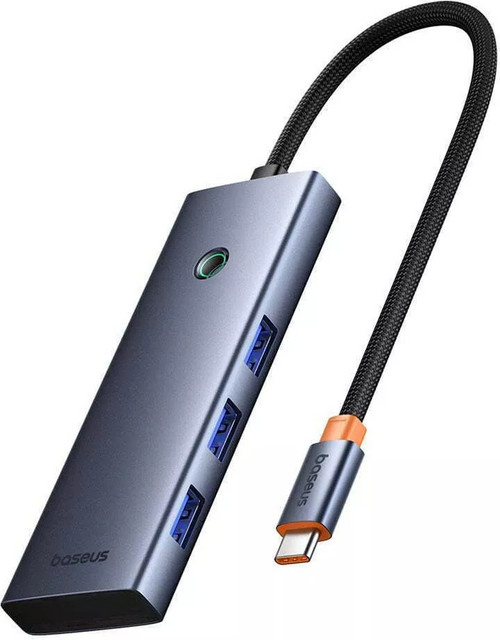Baseus UltraJoy USB-C Hub in Grau mit 3 x USB-A 3.0, 1 x USB-C, 1 x HDMI 4K UHD, 1 x SD und 1 x microSD - Bild 1