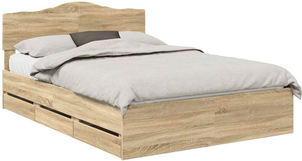 Bettrahmen Funktionsbett vidaXL in Sonoma-Eiche Natur, Modernes Landhausdesign aus Holzwerkstoff, B/T: 160 x 200 cm - Bild 1