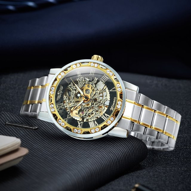 WINNER Armbanduhr, Skeleton, Mechanisch, Edelstahl, Gold, Unisex - Bild 1