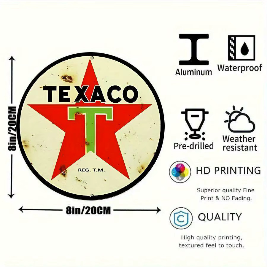 Potdemiel Vintage Texaco Red Star Metallschild rund in Rot für deine Wandgestaltung - Bild 3