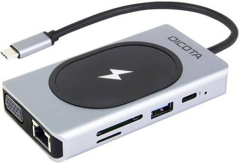 Dicota USB-C 10-in-1 Dockingstation mit Wireless Charging, 4K UHD, HDMI, Ethernet/LAN und PD 100W in Silber - Bild 1