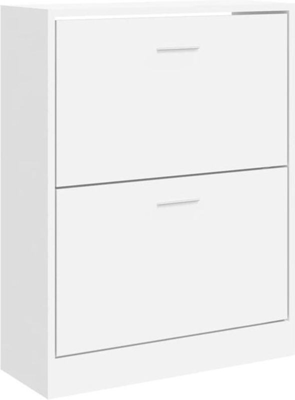 Vidaxl Schuhschrank Modern in Weiß aus Holzwerkstoff mit Falttüren B/T/H: 63 x 24 x 81 cm - Bild 1