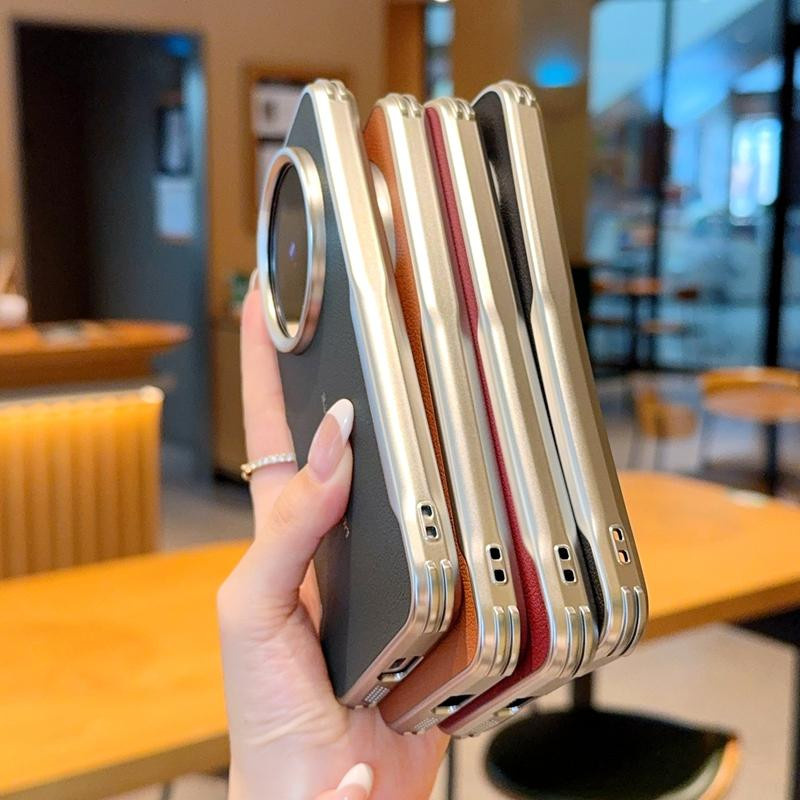 Magnetische PU-Leder Schutzhülle für Vivo X300 und X300 Pro mit silbernem Rahmen und Stoßstangenabdeckung für das Objektiv - Bild 2