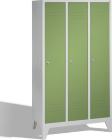 C+P Umkleidespind Classic mit 3 Abteilen auf Füßen, Korpus Lichtgrau und Front Resedagrün, H x B x T: 185 x 120 x 50 cm - Bild 1