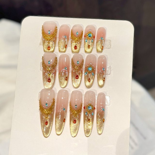 YADORNOS Kunstnägel zum Aufdrücken, Rosa Gold, Glitzer, 10 Stück - Bild 1