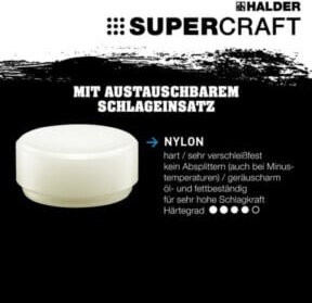 Halder SUPERCRAFT Ersatzkopf aus weißem Nylon hart mit 30mm Durchmesser und 17g Gewicht - Bild 2