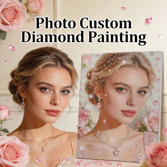 HUACAN 5D DIY Diamantmalerei Set mit eigenem Foto als personalisiertes Mosaik-Kunsthandwerk in Multicolor, B/H: 20 x 20 cm - Bild 1