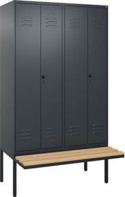 C+P PSA Doppel-Spind Classic PLUS Sitzbank mit 4 Abteilen, Buche-Hartholz und Sicherheits-Drehriegel, B/T/H: 212,0 x 120,0 x 81,5 cm, Anthrazitgrau/Schwarzgrau - Bild 1