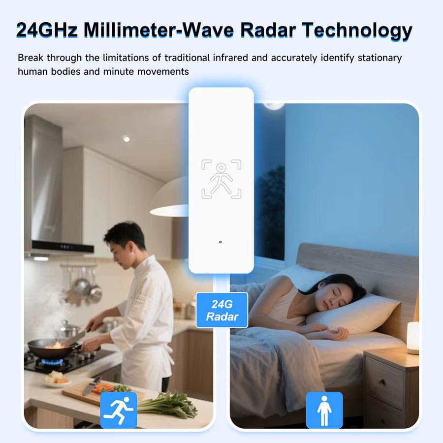 Tuya Zigbee Smart Präsenzsensor mit hochpräziser 24G Radarerkennung in Weiß, APP-Fernsteuerung via Smart Life, batteriebetrieben - Bild 4