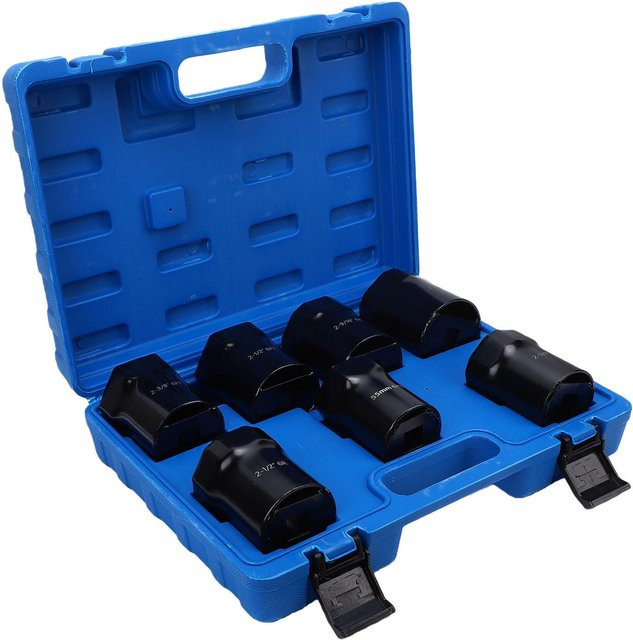 KaiSai 7-teiliges Radlager-Sicherungsmutter-Steckschlüssel-Set mit 1/2 Zoll Antrieb in Blau, SAE und Metrisch für Autos, Lastwagen und SUVs - Bild 1
