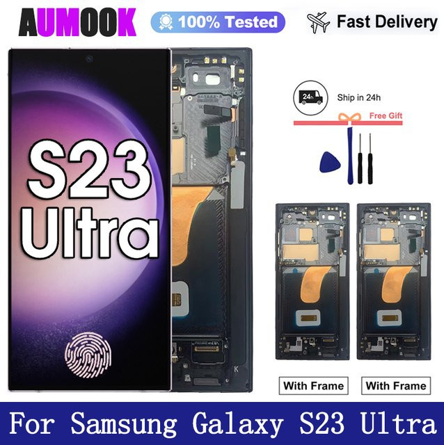 AUMOOK LCD-Display mit Touchscreen-Digitizer für Samsung Galaxy S23 Ultra S918, 6,8 Zoll Super AMOLED, Farbe: Schwarz, inklusive Fingerabdruck- und S-Pen-Unterstützung - Bild 1