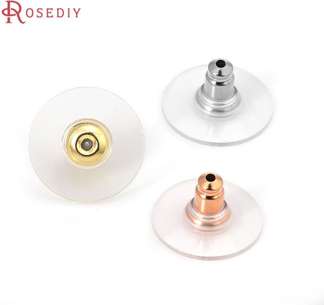 Ohrstecker Rücken Stopper, 18 Karat Gold Farbe, Messing und Gummi, Damen - Bild 1