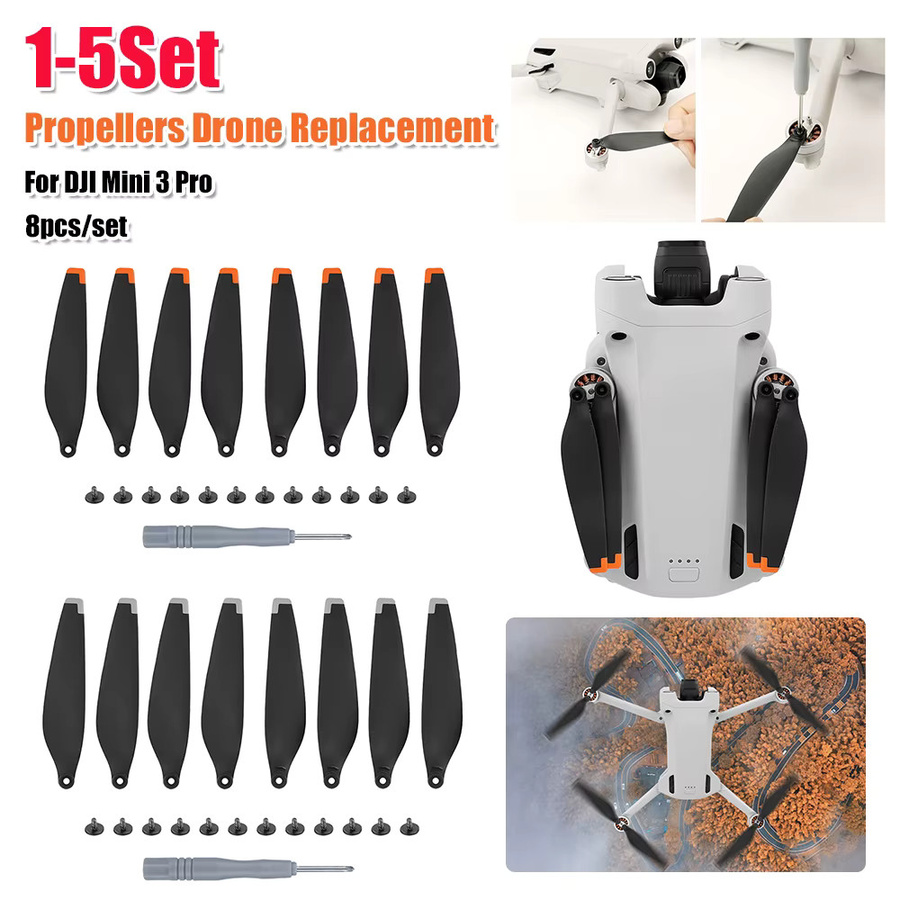 DJI Mini 3 Pro Propeller Set mit geräuscharmen Schnellverschluss-Rotorblättern in Schwarz und Silber - Bild 2