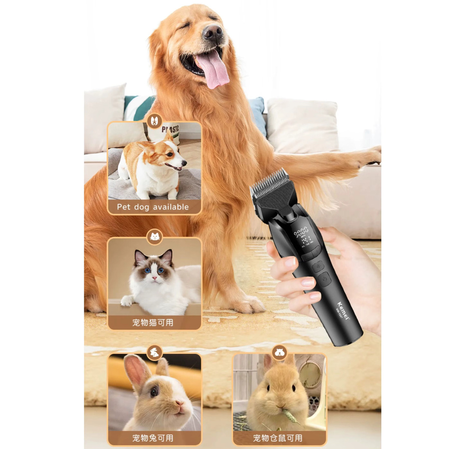 Kemei professioneller Tierhaarschneider in Schwarz, elektrisch und wiederaufladbar für Hunde und Katzen, 10W - Bild 3