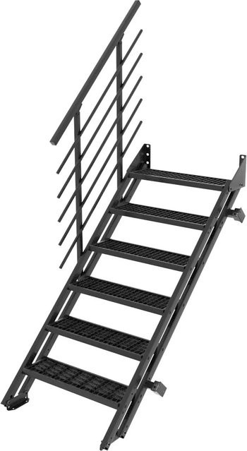 Minka Außentreppe Flex Grid aus Metall in Schwarz mit 6 Stufen - Bild 1