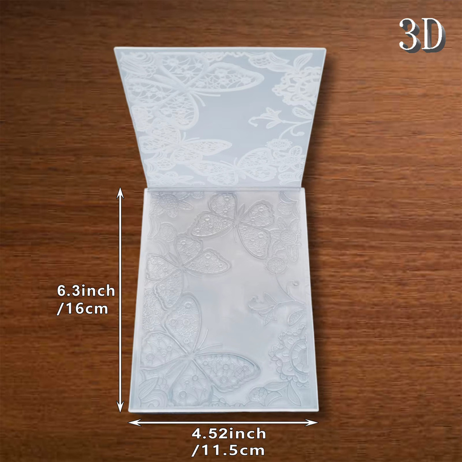 3D-Prägeordner mit Spitzen-Schmetterlingsstruktur-Design aus transparentem Kunststoff für die Kartenherstellung - Bild 3