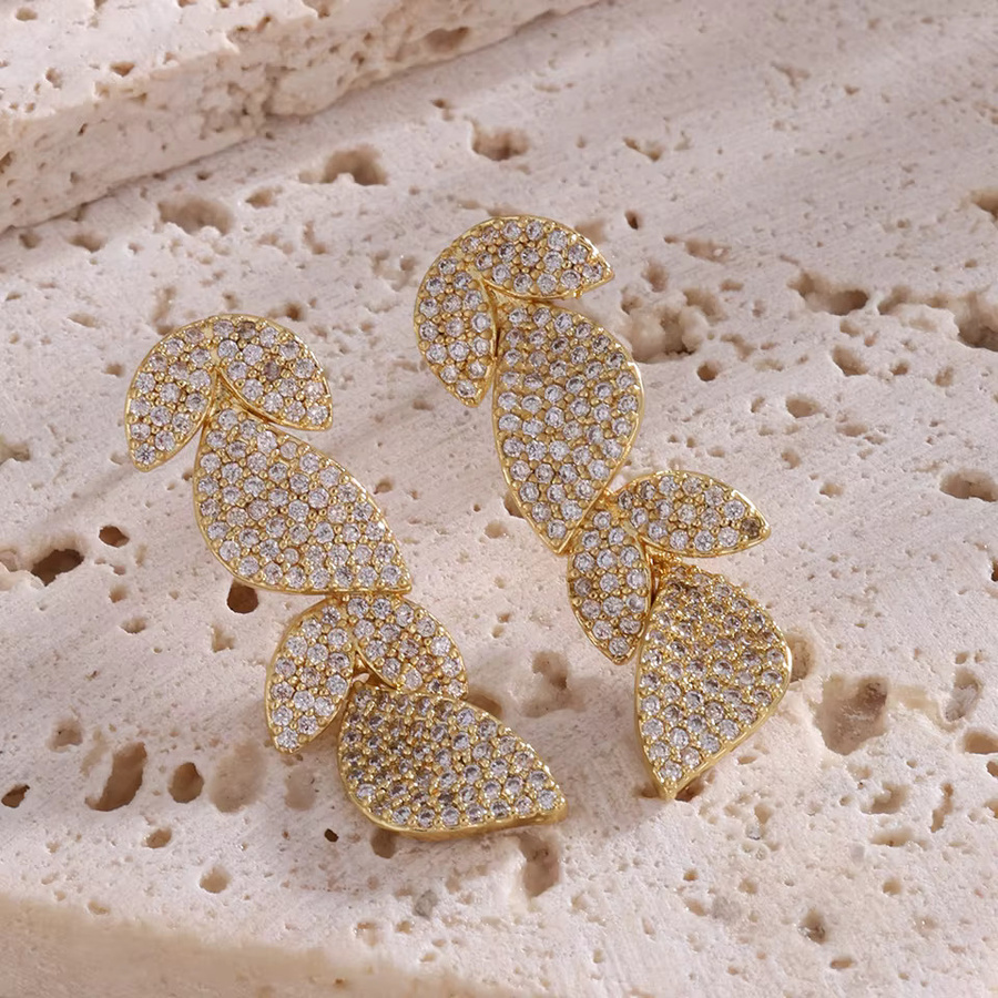ZAKOL Ohrringe, Blatt Tropfen, Zirkonia, Gold, Damen - Bild 2