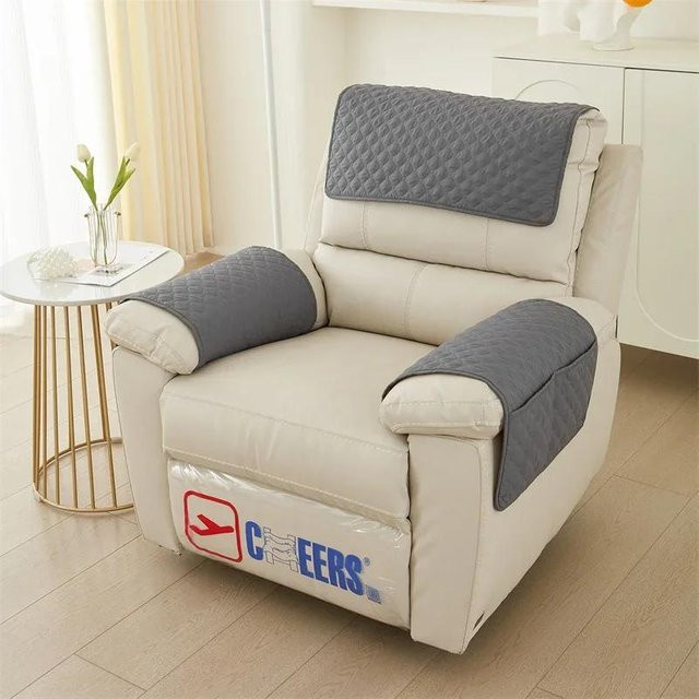 Bestbags 3er-Set Sesselbezüge für Relaxsessel mit Aufbewahrungstaschen, grau, wasserabweisend und rutschfest - Bild 1