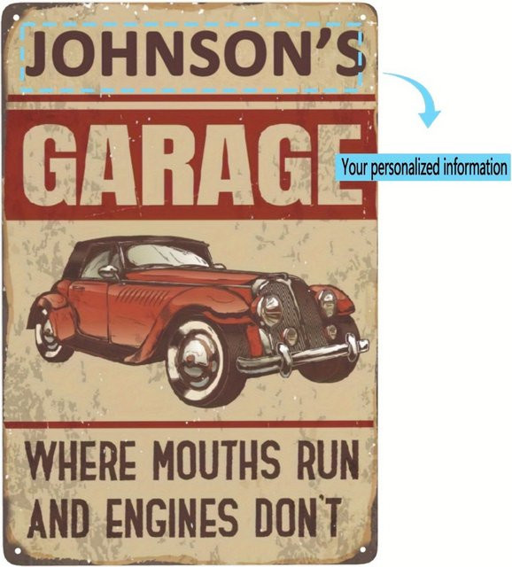 CIFBUY Vintage-Garagenschild aus Aluminium in Rot und Mehrfarbig als Retro-Wandkunst für dein Heim oder Büro - Bild 1