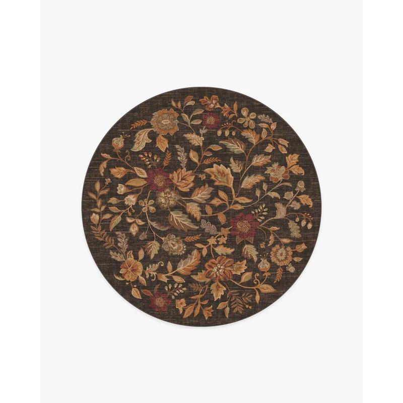 Anonna Runder Teppich in Dunkelbraun, Rutschfeste Flanell Bodenmatte im Vintage-Design für Wohnzimmer, Küche und Kinderzimmer, Durchmesser: 40 cm - Bild 2