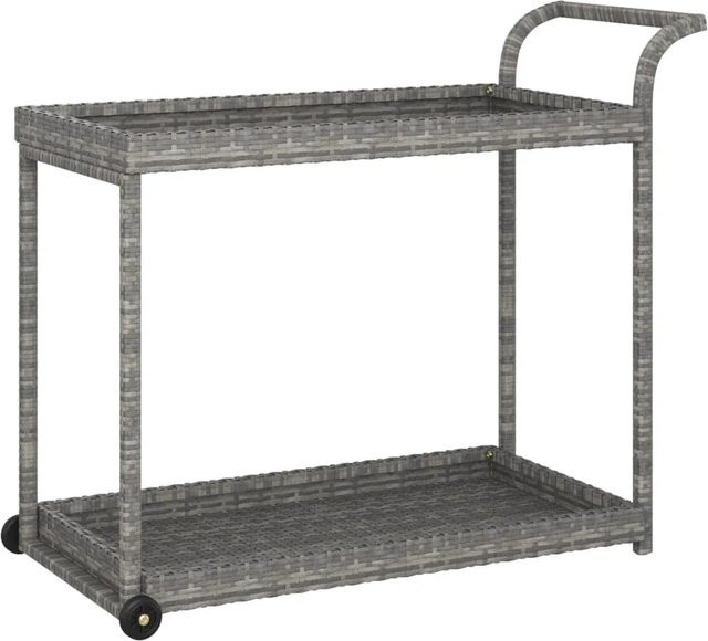 vidaXL Barwagen aus Poly Rattan und Metall in Grau, B/T/H: 100 x 45 x 83 cm - Bild 1