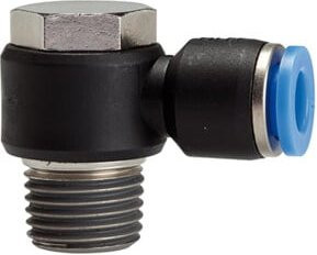 Riegler L-Steckverschraubung Blaue Serie drehbar, R3/8 a., max. 15 Ø 10mm, Blau - Bild 1
