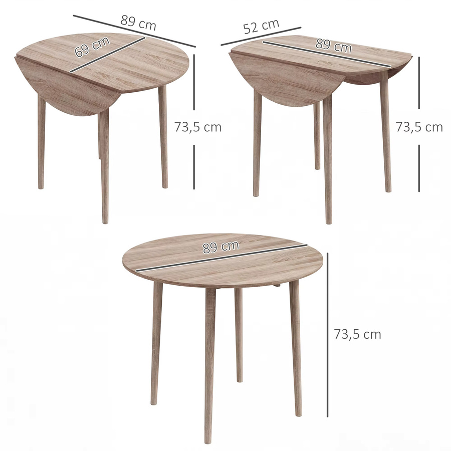 Svintora Höhenverstellbarer runder Couchtisch aus Holz in Braun, klappbarer Esstisch und Beistelltisch für Wohnzimmer und Küche - Bild 2